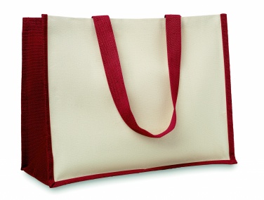 Logo trade promotional giveaways image of: Jute and canvas shopping bag